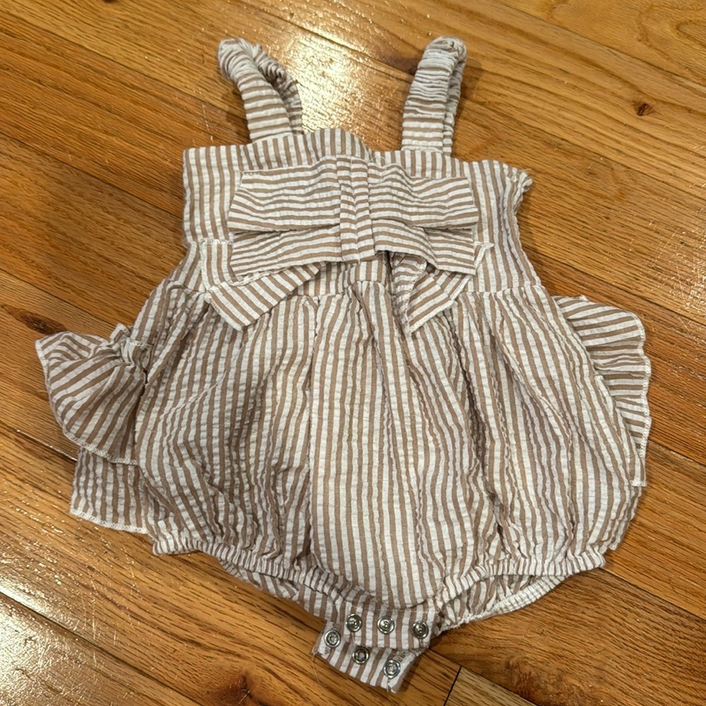 Tan and white | romper | 12 months | baby girl